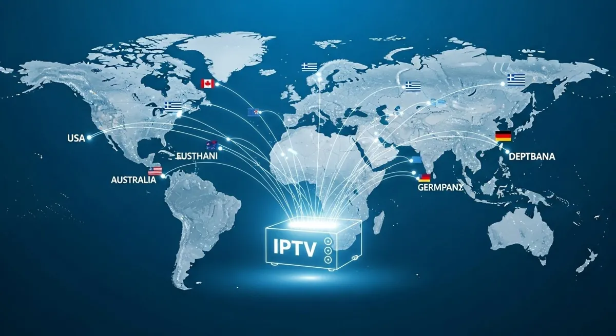Χάρτης που δείχνει πώς το IPTV Greek TV Box συνδέει τους Έλληνες του εξωτερικού με την Ελλάδα.