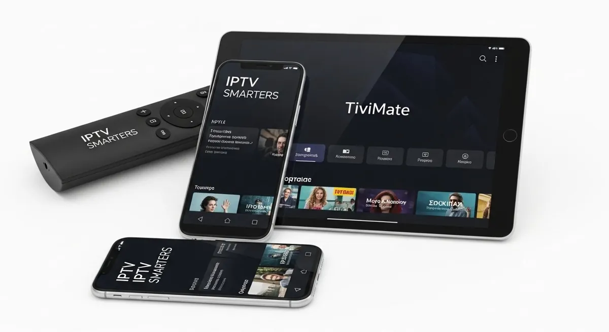 Συσκευές smartphone και tablet που τρέχουν εφαρμογές ελληνικής IPTV.